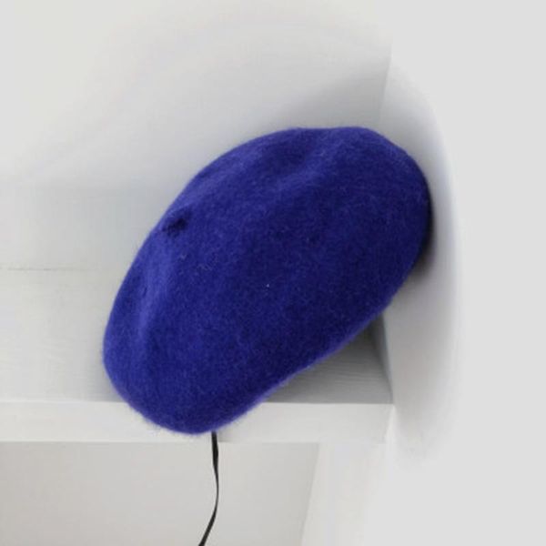 

women solid gifts lady baret casual painter style beanie elastic cute festival birthday warm chic vintage hat girl female retro, Blue;gray