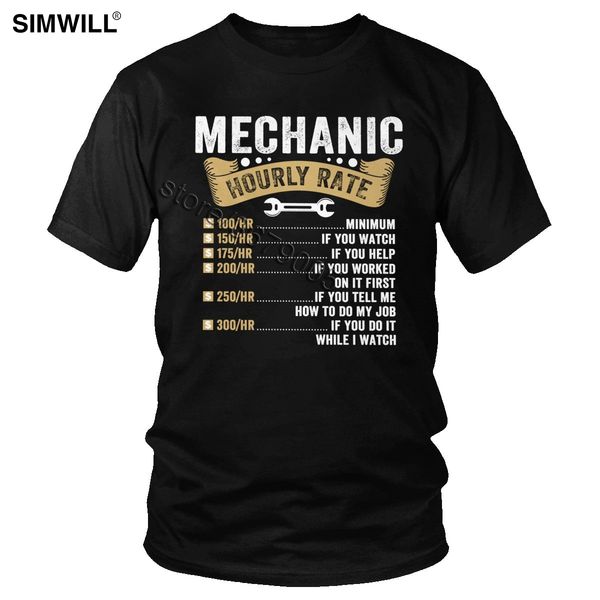

funny mechanic hourly rate t shirt for men cotton machine repair salary t-shirt short sleeve tee leisure large size