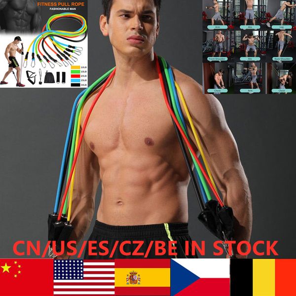 

11pc/set -up pull rope expander fitness exercises resistance bands set yoga equipment pilates workout home training