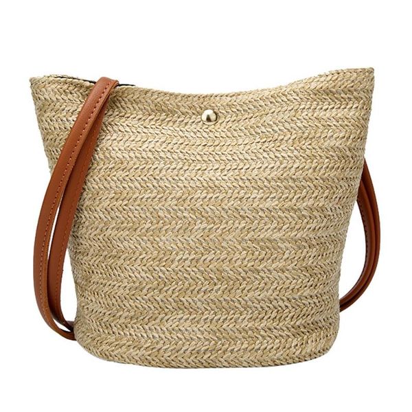 

2020 bags women fashion women casual shoulder bag straw bags woven bucket bag handbag ladies with shoulder strap new arrival