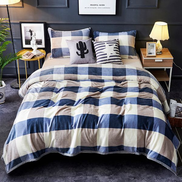 

autumn winterthick washable durable warm fluffy throw fit beds/couch/sofa checkered lattice all season super soft blanket
