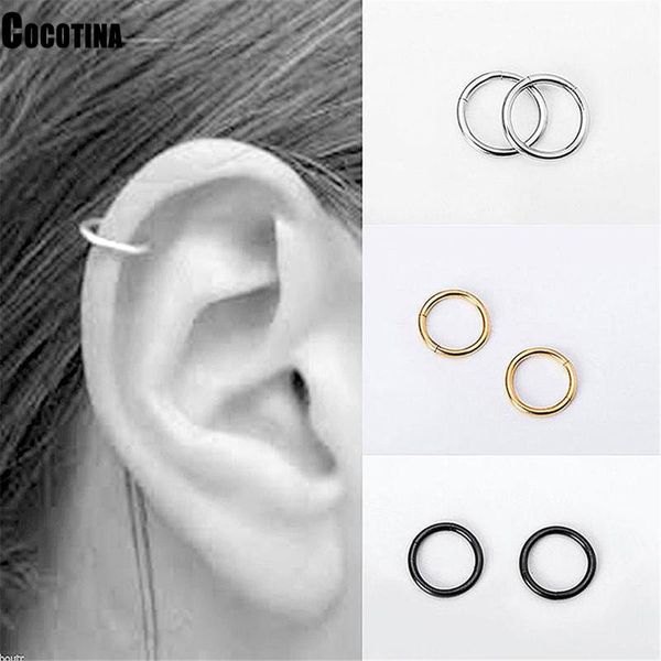 

cool stainless steel piercing hoop earring men women round jewelry punk cartilage hip accessories ring body ear nose hop he i4j7, Golden;silver