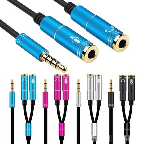 

3.5mm stereo splitter audio earphone headset headphone 2 way splitter microphone adapter for samsung mp3 pc headphone laptop