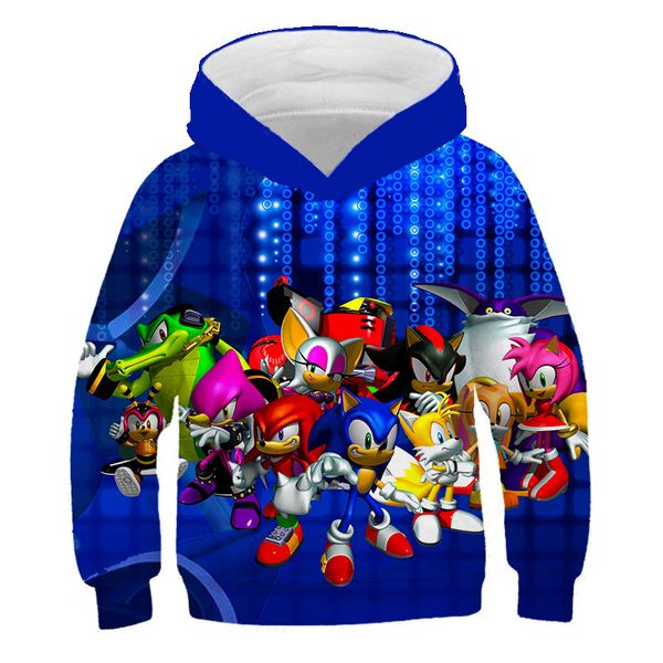 

sonic the hedgehog 3d мальчиков девочек толстовка дети соник толстовки осень и зима одежда с длинным рукавом мультфильм детская одежда, Black