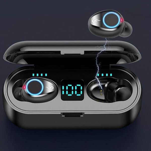 

беспроводные наушники bluetooth v5.0 f9 tws наушники hifi стерео наушники led дисплей с сенсорным управлением 2000mah power bank гарнитура с