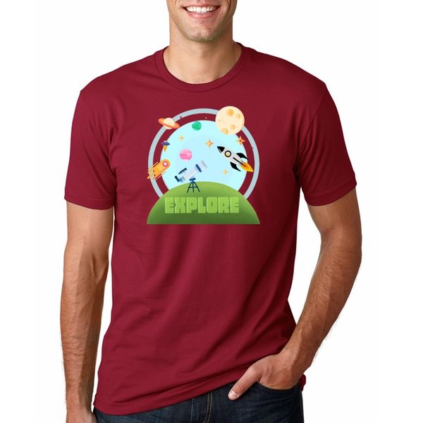 

explore the space t shirts men astronaut 2020 cotton tees loose short funny t-shirts man's casual shirt