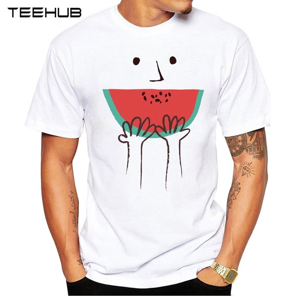 

2019 teehub new men's fashion summer watermelon smile design t-shirt short sleeve o-neck cool hipster tee