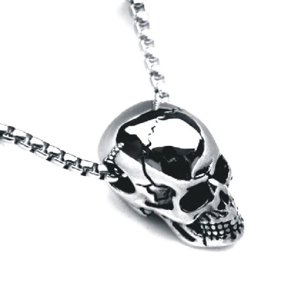 

fashion long titanium steel three-dimensional skull pendant necklace men hip hop popular personality men's jewelry 2020 new hot, Silver