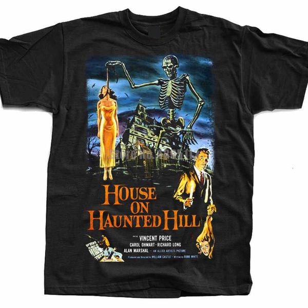 

house on haunted hill v malone poster men's t shirt streetwear harajuku tshirt designer tee shirt black of white