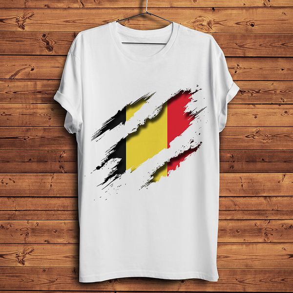 

3d vision belgium flag inside tearing tshirt men summer new white short sleeve homme casual t shirt streetwear tee
