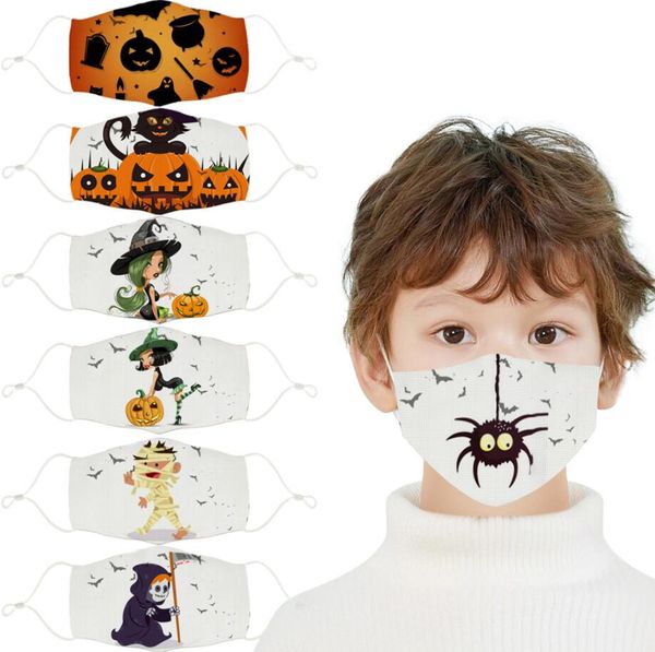Halloween-Gesichtsmaske, modisch, 3D-gedruckt, Kürbis-Spinne, Elect, Baumwoll-Gesichtsmasken, staubdicht, waschbar, Weihnachten, festliche Party-Masken für Kinder