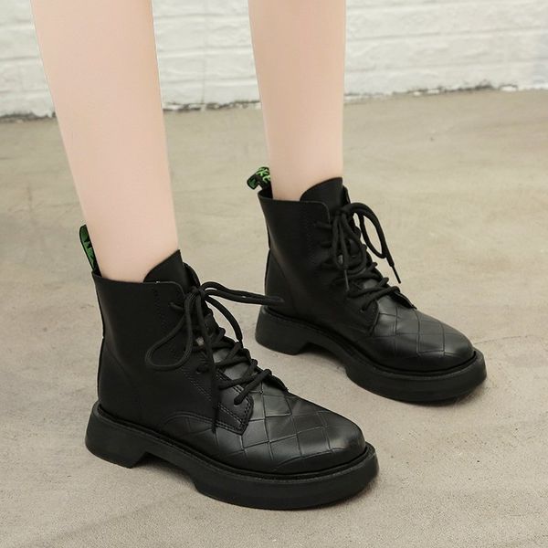 

2020 lace up ankle boots women's fashion rainboots waterproof shoes woman mud water shoes rubber sewing plus size, Black