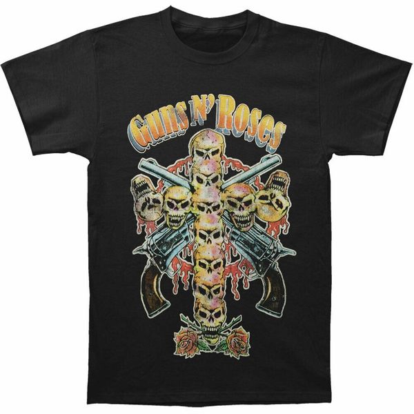 

guns n roses mens skull cross 80s t-shirt black