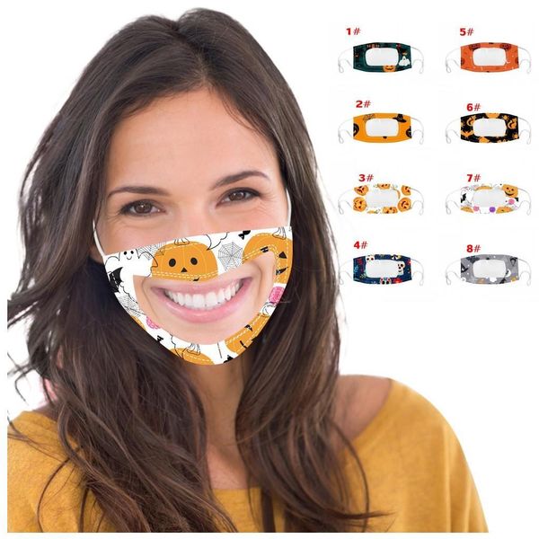

хэллоуин видимой маски для лица с clear window тыквы партии маской cosplay хлопок маска анти пыль роты обложка для взрослых моющейся многора, Black