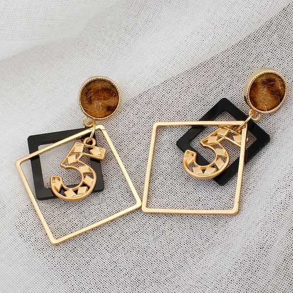

amorcome fashion luxury big square drop dangle earrings simple gold color 5 geometric party earring for woman unique design, Silver