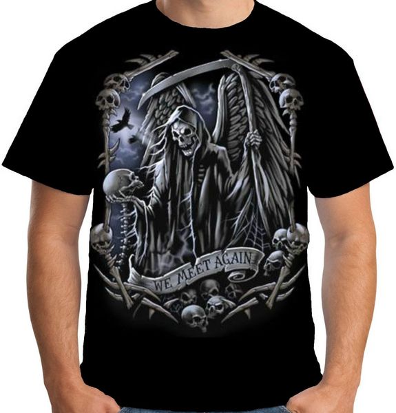 

velocitee mens we meet again t shirt skeleton goth grim reaper death new fashion mens short sleeve t-shirt cotton t shirts