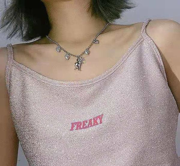 

chains cupid pendant necklace, Silver