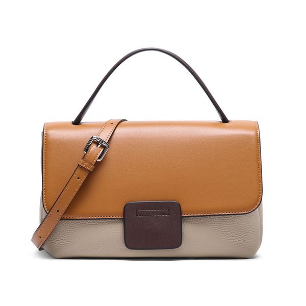 

2020 new fashion bag fashionable and versatile leather handbag single inclined shoulder two-tone bag leisure genuine leather women's ba