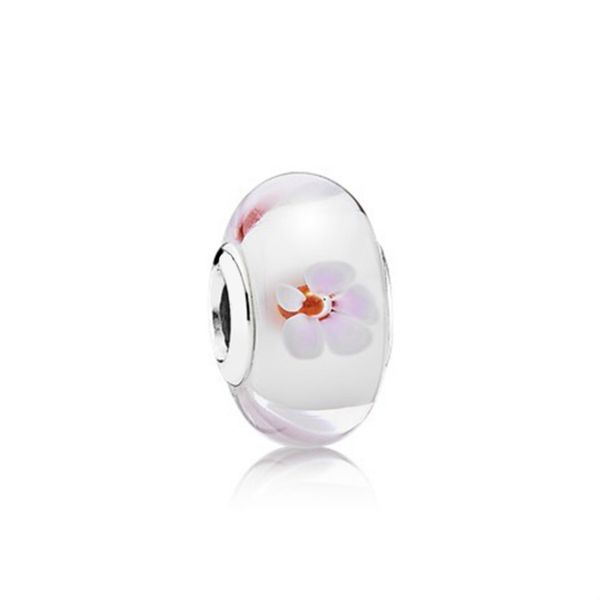 

new 100% sterling silver 1:1 glamour 790947 pink glass cherry charm glass bead original women wedding fashion jewelry 2018 gift, Black