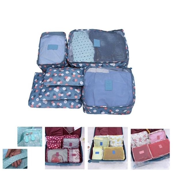 

fashion travel storage bags set portable tidy suitcase organizer clothes packing closet divider container bag 1set/6pcs homewaret2d5053