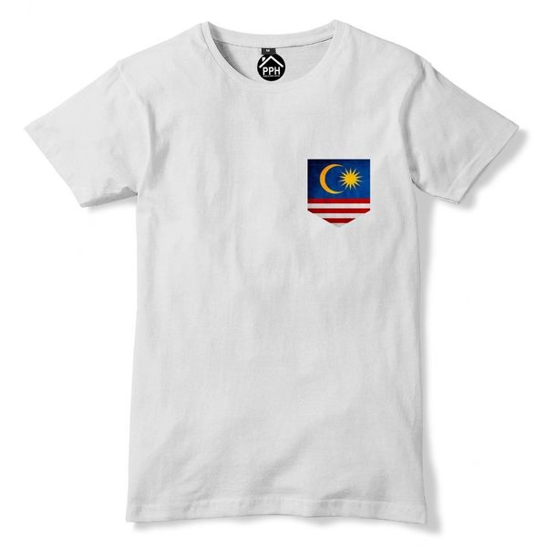 

vintage print pocket malaysia flag t shirt men's sport train football new spring high-elastic cotton funny customized t shirts