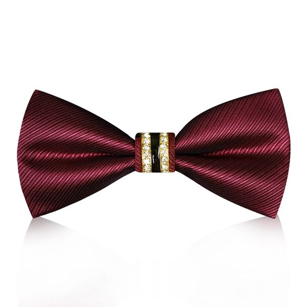 

2020 new fashion men's bow ties for wedding double fabric twill rhinestone diamond bowtie banquet butterfly tie with gift box, Black;gray