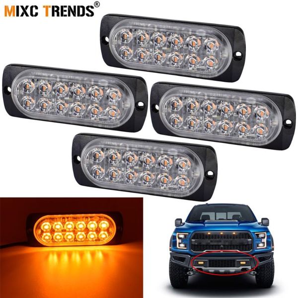 

4pcs warning led lights amber red blue car light led emergency strobe light bar car grille truck beacon side lights