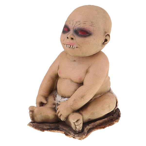 

baldheaded red eyes creepy doll for halloween day props party decoration