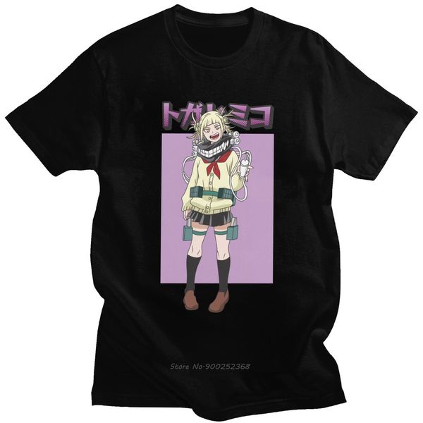 

kawaii tshirt men boku no hero academia short sleeve cotton t shirt round collar summer himiko toga t-shirt anime manga tee gift