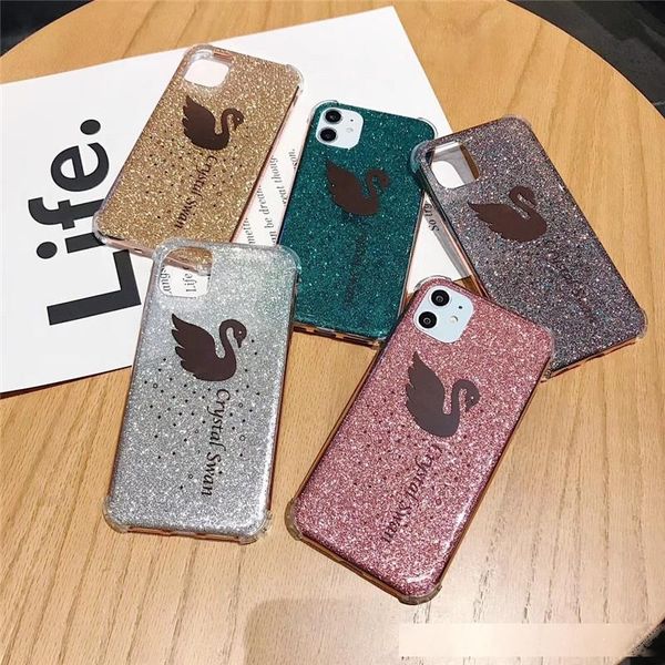 

electroplate crystal swan glitter shockproof mobile phone case cover for iphone 11 pro max x xr xs max 6 6s 7 8 plus promotion