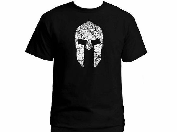 

2019 spartan warrior helmet distressed look customized black graphic t-shirt us xxl