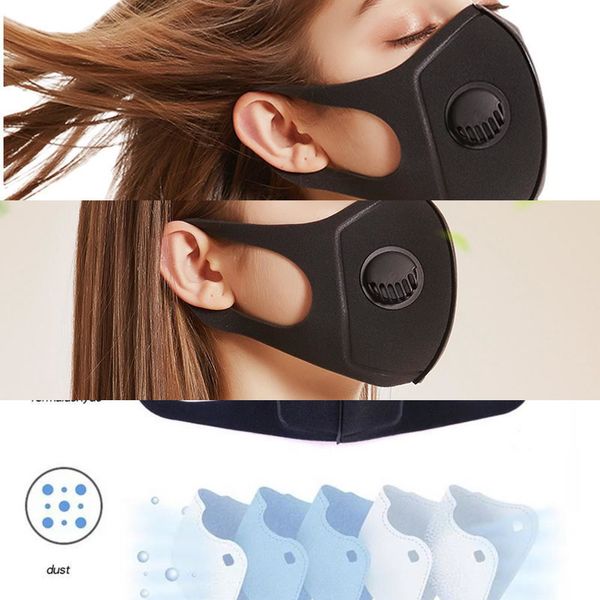 

маска рм2,5 черный anti dust дыхания фильтр клапана для лица рот маски многоразовые рот обложка анти туман haze респиратор мужчины женщины1