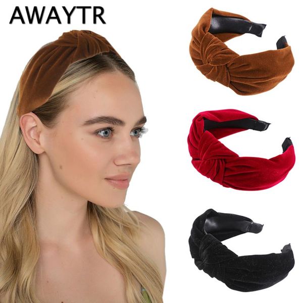 

hair accessories awaytr velvet wide side hairband knotted headband bezel turban women vintage lady girls headwear head hoop