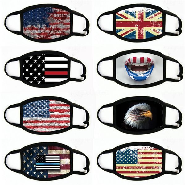 

designer cute funny cotton party anime printed masks anti dust mouth muffle american flag maskwashable ear loop mask#723, Black