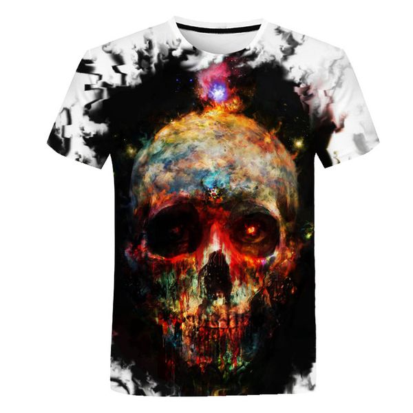 

3d horrifying skull blood print 3d print shirts humor comics plus size men clothing