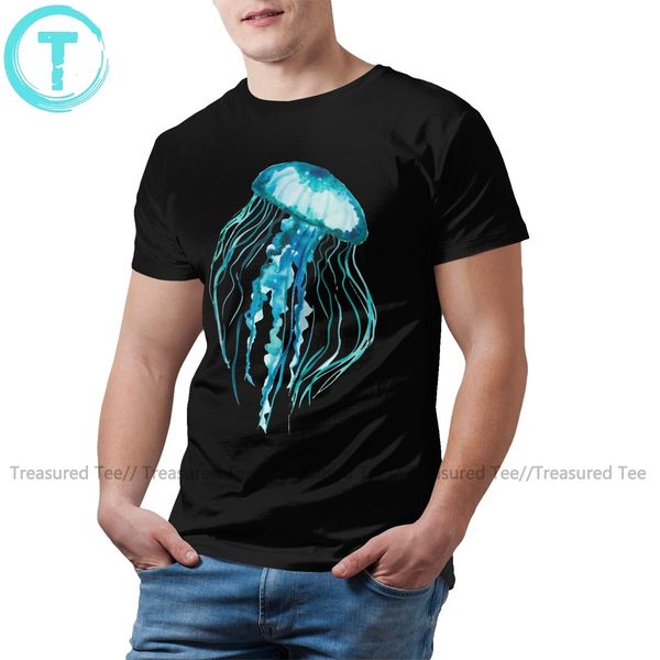 

jellyfish t shirt watercolor jellyfish t-shirt 100 cotton fashion tee shirt mens printed short-sleeve tshirt