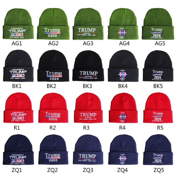 

embroidered beanie hat 2020 president slogan usa flag hip hop winter cuffed knitted skull cap, Blue;gray