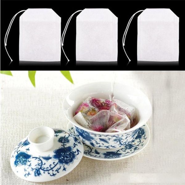 

fashion empty teabags tea bags string heal seal filter paper teabag 5.5 x 7cm for herb loose tea fast shipping