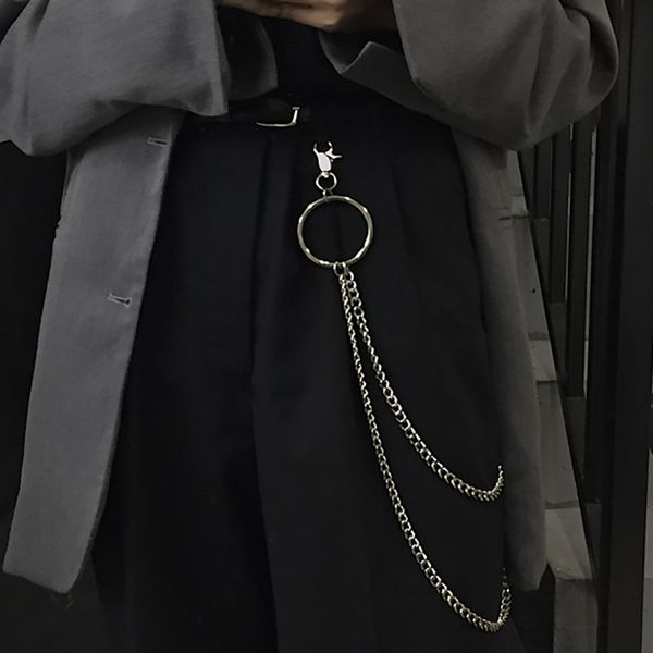 

punk hip-hop trendy single/double layer belt key chain waist pants chain jeans sliver metal clothing accessories jewelry fashion, Black;brown