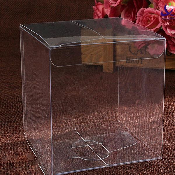

10pcs 10 12 15 16cm pvc transparent candy gift box square clear chocolate storage boxes wedding favors sweets gift boxes bags bbygvb