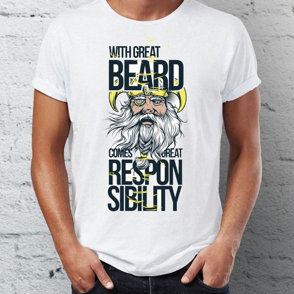 

men's t shirt with great beard comes great responsibility funny beard tee