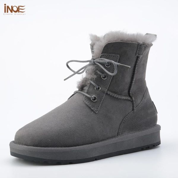 

new style fashion genuine sheepskin leather fur lined men ankle winter snow boots for man lace up casual winter shoes black