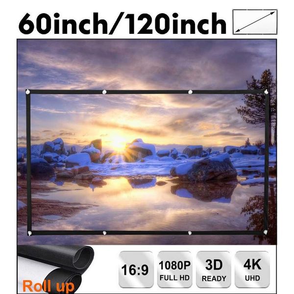 

projection screens 120 inch 16:9 projector screen portable polyester outdoor movie for meeting travel home theater party dlp