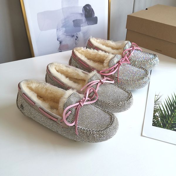 

2020 new sheepskin wool one-piece full diamond pea shoes winter waterproof and warm snow boots real wool bag shoes high quality, Black
