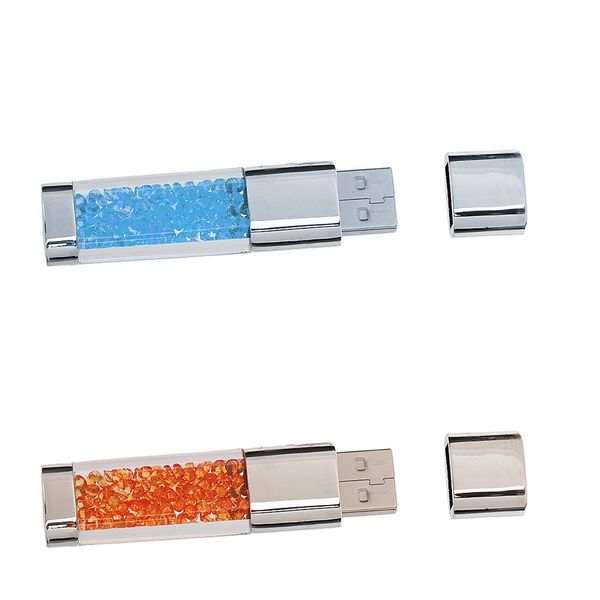 

2 pack of rhinestone 32gb usb 2.0 flash stick business gift blue & orange