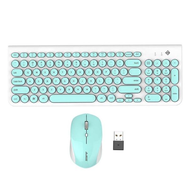 

keyboard mouse combos ajazz 325i mini wireless keyboard, retro punk circular keycap ultra slim mute multimedia ergonomic and 1600dpi