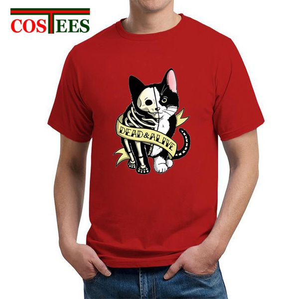 

funny science dead or alive t-shirt horror halloween skull schrodinger cat tattoo t shirts big bang theory sheldon cooper tshirt