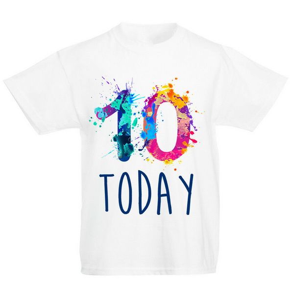 

kids paint number ten t-shirt - 10th 10 years birthday today gift boys girls loose size ajax funny tee shirt