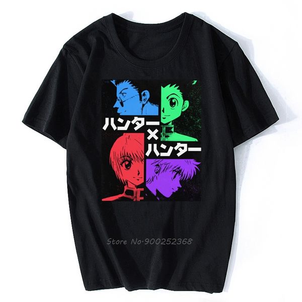 

fashion hunter x hunter t shirt men short sleeve cotton tee round neck killua zoldyck t-shirt anime manga japan hxh tshirt