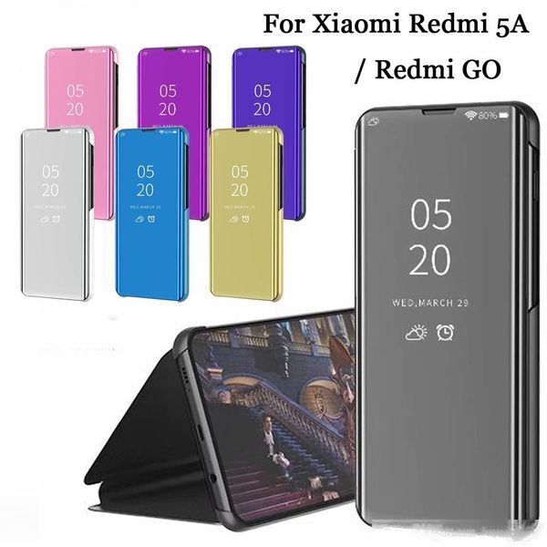 

luxury mirror case for xiaomi redmi 5a cases mirror smart view flip leather cover for xiaomi redmi go cases red mi 5a coque